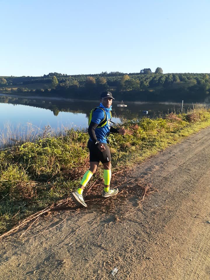 Trail running by the river